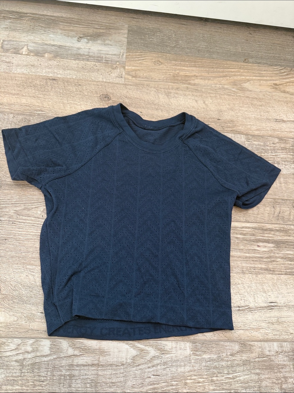 lululemon athletica Navy Perforated Short Sleeve Top